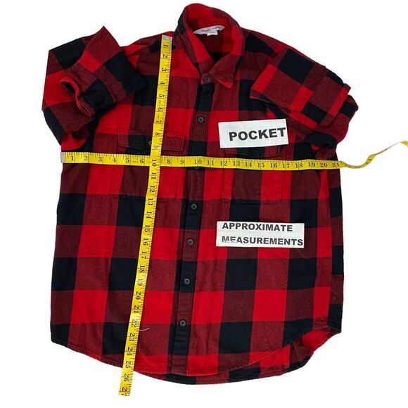 Upcycled Flannel Shirt Womens Medium Shacket Chili Peppers Red Country Grunge - Picture 3 of 16